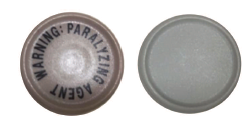 Figure 1. Images of currently approved cap (left) and temporary cap (right) for vecuronium bromide injection 10 mg vial and 20 mg vial.